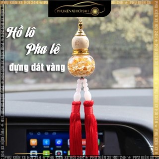 Hồ lô pha lê đựng dát vàng trang trí xe hơi, ô tô