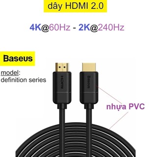 Dây HDMI 2.0 Baseus Definition hỗ trợ độ phân giải 4K@60Hz 2K@240Hz 1080P@240Hz băng thông 18Gbps