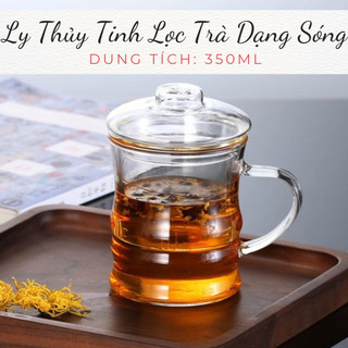 Ly thủy tinh dạng sóng có ngăn lọc pha trà thảo mộc