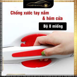 Bộ 8 decal dán chống xước tay nắm và hốc cửa xe ô tô