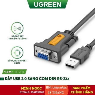 Dây cáp chuyển đổi usb sang com db9 rs232 dài 1,5m ugreen 20201 cr104 - hàng chính hãng