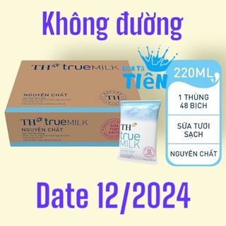 Thùng 48 bịch sữa tươi tiệt trùng nguyên chất không đường TH true MILK 220ml