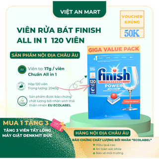 Viên rửa bát Finish all in 1 viên tổng hợp 3 in 1 viên rửa chén finish chính hãng all in one 86 viên nhập khẩu Đức