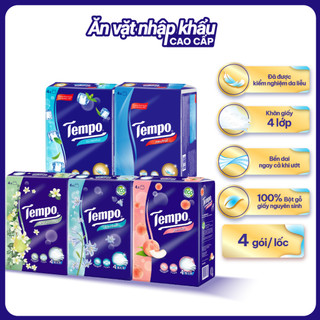 [LỐC 4 GÓI] Khăn Giấy Rút Cao Cấp Tempo 4 Lớp, Không Gây Kích Ứng Da (90 Tờ/ Gói) - Thương Hiệu Đức