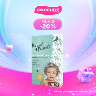 Bỉm/tã dán rascal & friends size l 10-15kg 50 miếng