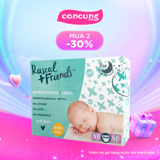 Bỉm/Tã dán sơ sinh Rascal & Friends NB dưới 5kg 80 miếng
