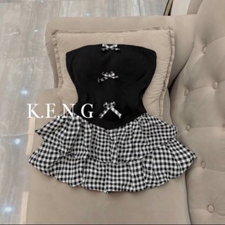 Sey váy nữ hot girl. set áo cup ngục đính nơ mix chân váy ngắn xòe caro tầng xinh xắn mtb
