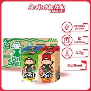 [MUA 1 THÙNG TẶNG 10 GÓI SEASONED LAVER] Thùng Snack Rong Biển Taokaenoi BIG SHEET Nhiều Vị (3.2g x 10 Hộp)