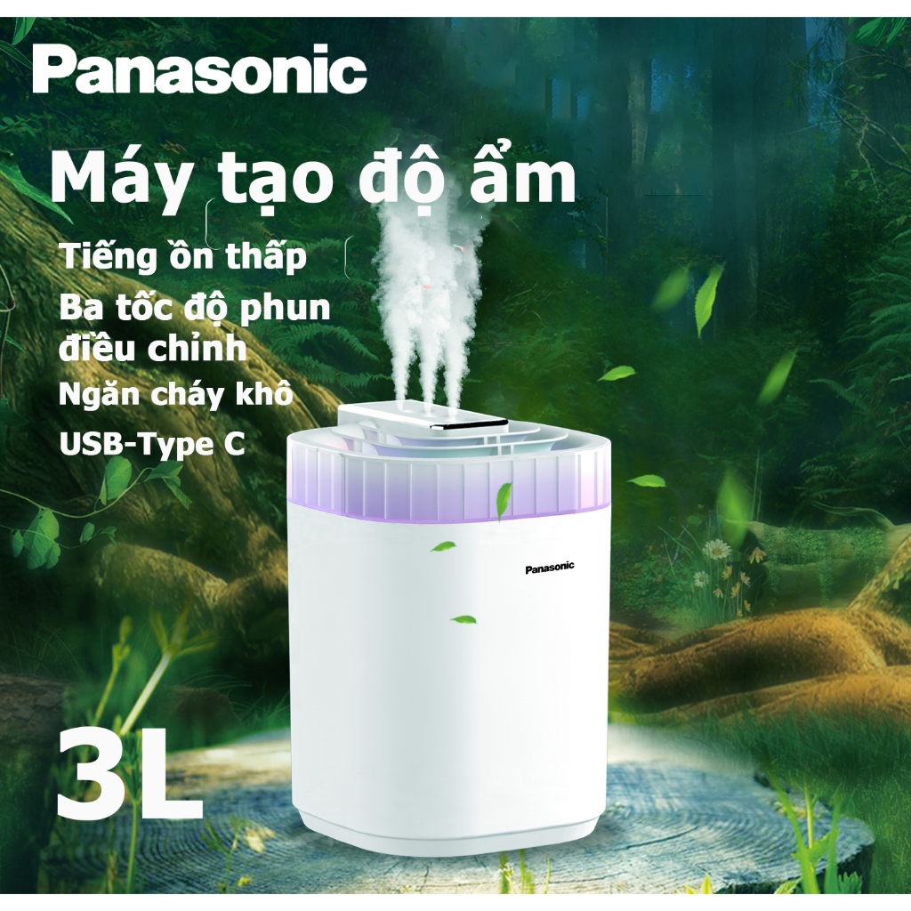 Panasonic Máy phun sương mini 3L Humidifier tạo độ ẩm phòng，Máy tạo độ ẩm không khí，phun sương tạo ẩm với ánh Sáng Xung
