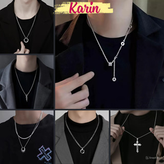 Dây Chuyền Nam Nữ Karin Accessories – Vòng Cổ Titan Chuỗi Xích Mặt Tròn Dây Dài Thời Trang Y2K Hiphop, Màu Bạc Cá Tính