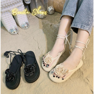 Sandal xuồng kẹp Hoa Hồng dây thắt vòng chân 3 cm