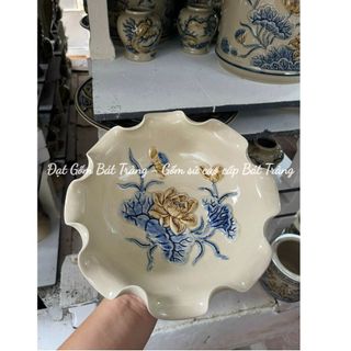 Bát thả hoa ban thần tài gốm Bát Tràng hoa sen đắp nổi