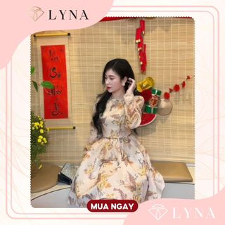 Lyna - b25 - váy thiết kế tơ hoa cổ đính đá váy tơ hoa xanh váy đính đá - hỗ trợ đổi hàng