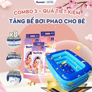  Combo 3 Bịch Tã Bỉm Sumoki Mêm Mịn, Mỏng Nhẹ, Thấm Hút x8 Lần - Tặng Bể Bơi Phao Cao Cấp