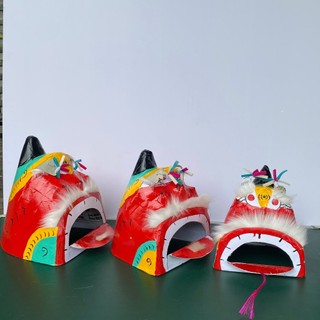 Đầu lân sư tử vẽ Trung Thu kiểu truyền thống bằng giấy bồi giá rẻ cho bé, trang trí decor Lễ Tết