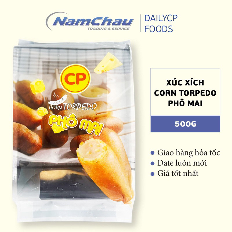Xúc xích Corn Torpedo phomai CP khay 500gr|560gr chiên giòn tiện lợi [giao hàng hỏa tốc HN] - Ảnh 1