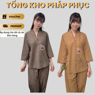 Đồ Lam Đi Chùa Nữ,Bộ Đi Chùa Hoa Nút Ngọc