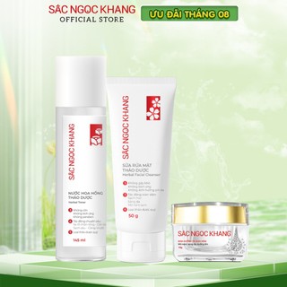 Bộ ba dưỡng da cơ bản SẮC NGỌC KHANG { kem dưỡng đêm 10g+ sữa rửa mặt 50g + Nước hoa hồng 145ml}