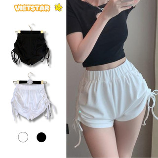 Quần đùi nữ mặc nhà rút dây 2 bên XINHQUEEN quần short ôm body ngắn cạp chun chất thun lạnh co dãn