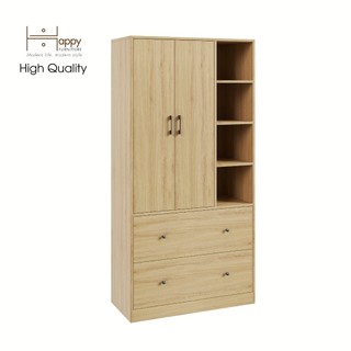 Happy furniture , tủ quần áo đa năng kết hợp kệ - saly , tcm_008 , 90cm x 40cm x 180cm