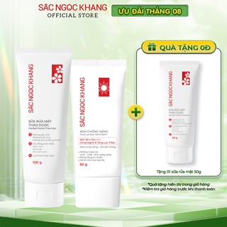 Combo Kem chống nắng Sắc Ngọc Khang 50g+ Sữa rửa mặt Sắc Ngọc Khang 100g