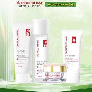 Combo dưỡng sâu & bảo vệ da Sắc Ngọc Khang 4 món [ Kem 30g + Kem chống nắng + Nước hoa hồng + Sữa rửa mặt 100g]