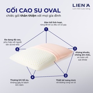 Gối 100% cao su thiên nhiên Liên Á Oval 35x50x10cm