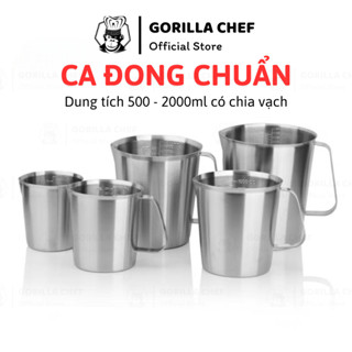 Ca đong định lượng inox 304 loại tốt 500ml - 2000ml Gorilla Chef vạch chia chuẩn, chính xác