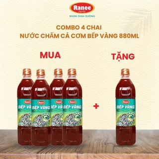 Combo 4 chai Nước chấm Cá Cơm Bếp Vàng siêu tiết kiệm 880ml tặng kèm 1 chai nước chấm 880ml