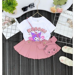 Set váy kuromi bé gái- thun cotton 4 chiều