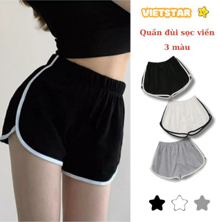 Quần đùi nữ ngắn sọc viền XINHQUEEN quần short thể thao mặc nhà tập gym mặc ngủ chất thun mềm mát