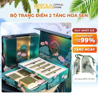 Bộ trang điểm đầy đủ 2 tầng XANH set makeup đầy đủ Quà tặng cho bạn gái, quà Tết ý nghĩa Hatola