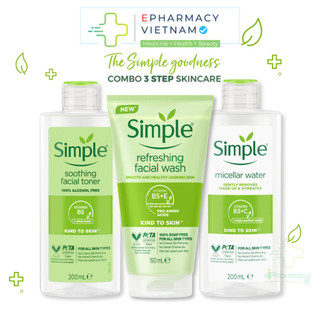 COMBO SIMPLE Tẩy trang + Sữa rửa mặt + Toner Simple (Bộ 03 món)