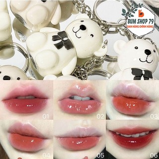 Son Bóng Thiết Kế Móc Khóa Hình Gấu - Màu Sắc Đa Dạng, Lâu Trôi & Chống Thấm Nước
