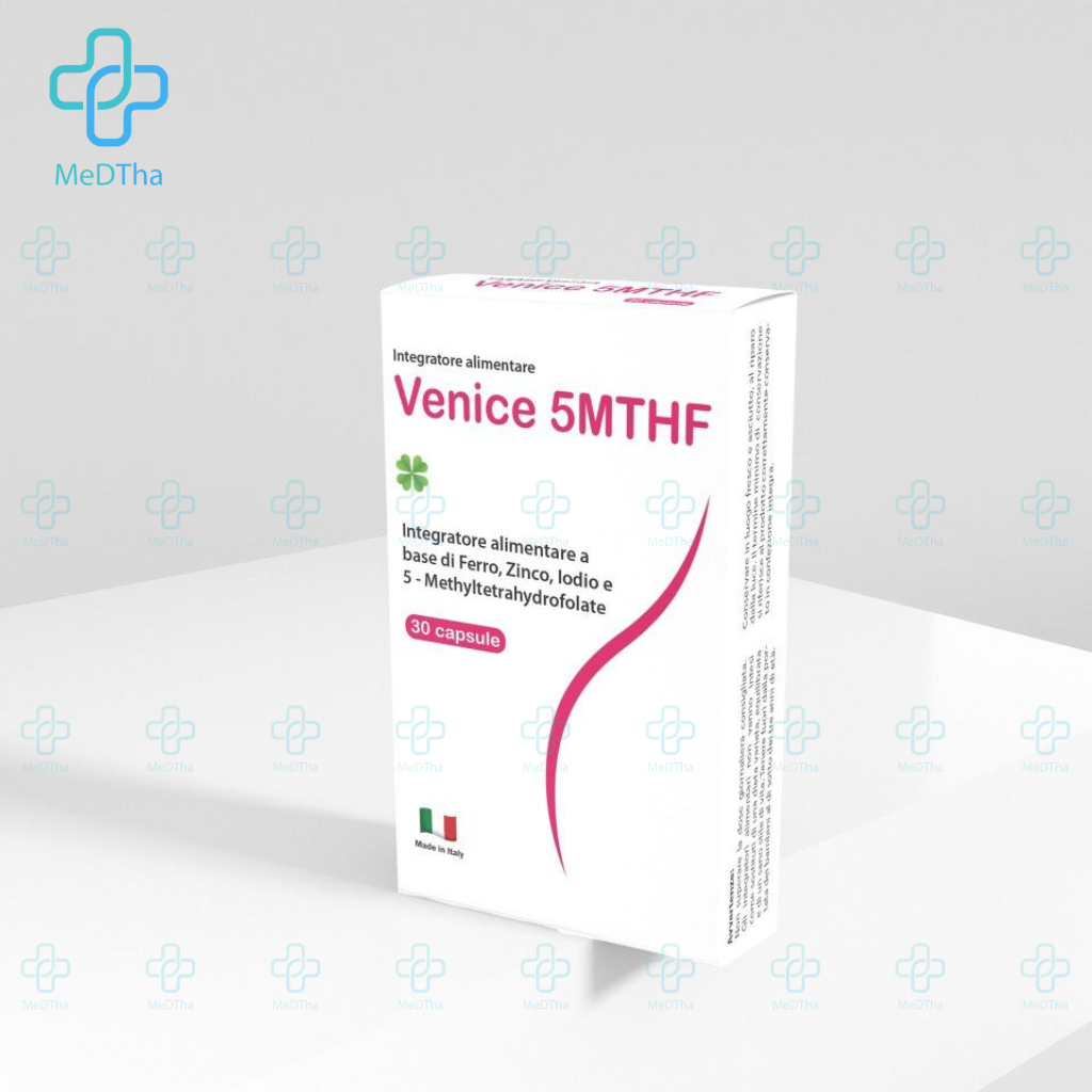 Venice 5-MTHF - Bổ Sung Folate, Hỗ Trợ Sinh Sản, Ngăn Dị Tật Thai Nhi, Sắt, Vitamin Tổng Hợp (Hộp 30 Viên)