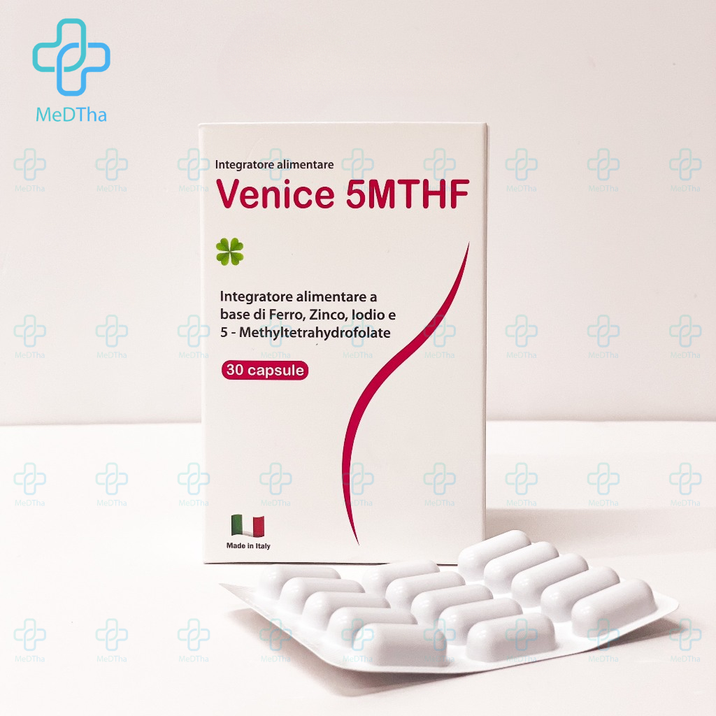 Venice 5-MTHF - Bổ Sung Folate, Hỗ Trợ Sinh Sản, Ngăn Dị Tật Thai Nhi, Sắt, Vitamin Tổng Hợp (Hộp 30 Viên)