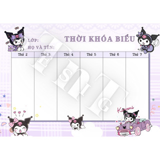 Thời khoá biểu in màu cho học sinh, sinh viên
