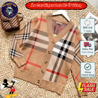 Áo Cardigan Nữ Kẻ Ô Vàng Đỏ 💙 Chất Len, Dày Dặn, Mềm Mịn, Ấm Máp Mùa Đông