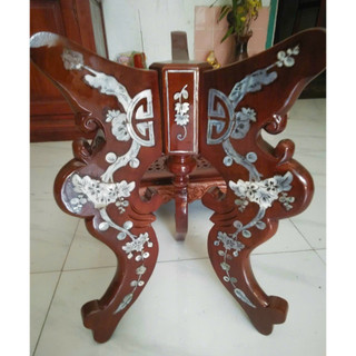 Chò gỗ 3 chân kê đĩa trái cây bàn thờ cẩn sơn mài cao cấp - Nhiều kích thước
