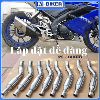 Cổ pô 2 khúc r15v3, cổ bô bầu hơi xoắn bằng inox 304 dùng cho xsr155, mt15, r15, tfx, vixion, ex155