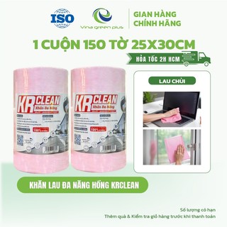 Khăn lau đa năng Krclean 25x30cm 150 tờ màu hồng siêu thấm hút, lau các bề mặt của bếp, lau tủ bếp