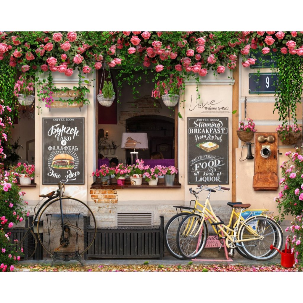 Tranh dán tường Quán Cafe, Trà Tranh, Trà Sữa, Trang Trí Cửa Hàng Mẫu 3D Hot Nhận In Theo Kt Yêu Cầu