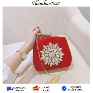 Túi cốp dự tiệc chất liệu cao cấp nhung đính đá - ST125