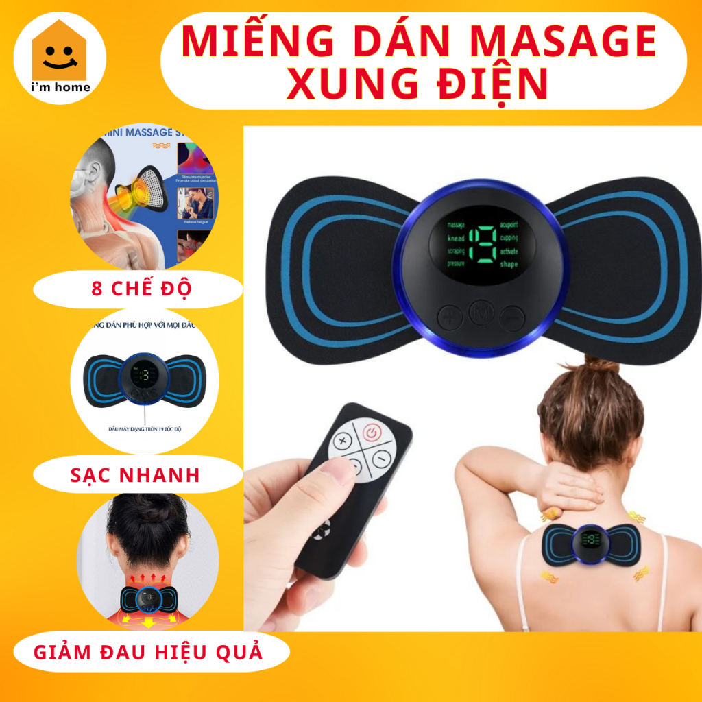 Máy Massage Cổ Vai Gáy Xung điện Thông Minh 8 Chế Độ-19 Cường Độ Giảm Đau Nhức Toàn Thân Hiệu Quả