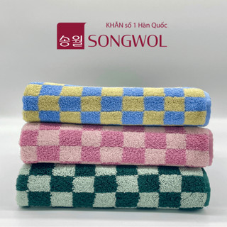 Khăn mặt, Khăn gội đầu SONGWOL Hàn Quốc PO 23 HD HOMESHOPPING FT 40 CHECK 40x78cm size vừa, thấm hút
