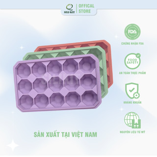 Khay silicone 15 ngăn hình kim cương SILIKIT có nắp cao cấp, khuôn làm đá, làm thạch có độ bền cao