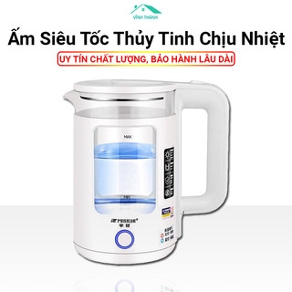 Ấm Siêu Tốc Thủy Tinh Công Suất Lớn 1500W Dung Tích 1,8 -2,3 Lít - Ấm Đun Nước Thủy Tinh Có Chức Năng Giữ Nhiệt