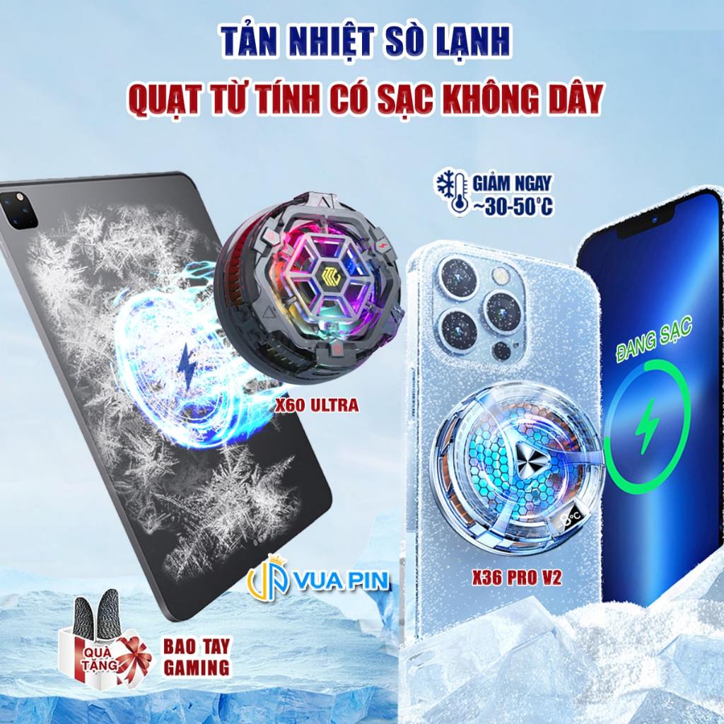 Quạt tản nhiệt điện thoại X39 / CX19 có sạc không dây 15W sò lạnh từ tính máy tính bảng Led RGB Gaming | BigBuy360 - bigbuy360.vn