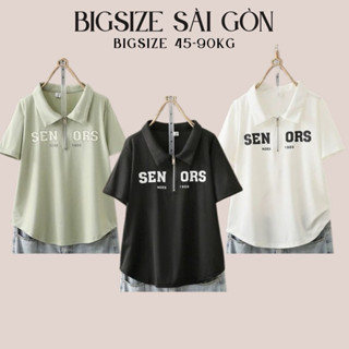 Áo Thun Dây Kéo Cổ Polo In Chữ 45- 90Kg Thời Trang Nữ Bigsize Sài Gòn - B.1339