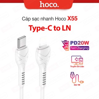 Cáp sạc nhanh pd20w type-c to ln hoco x55 dùng cho ip11/12/13/14 dài 1m